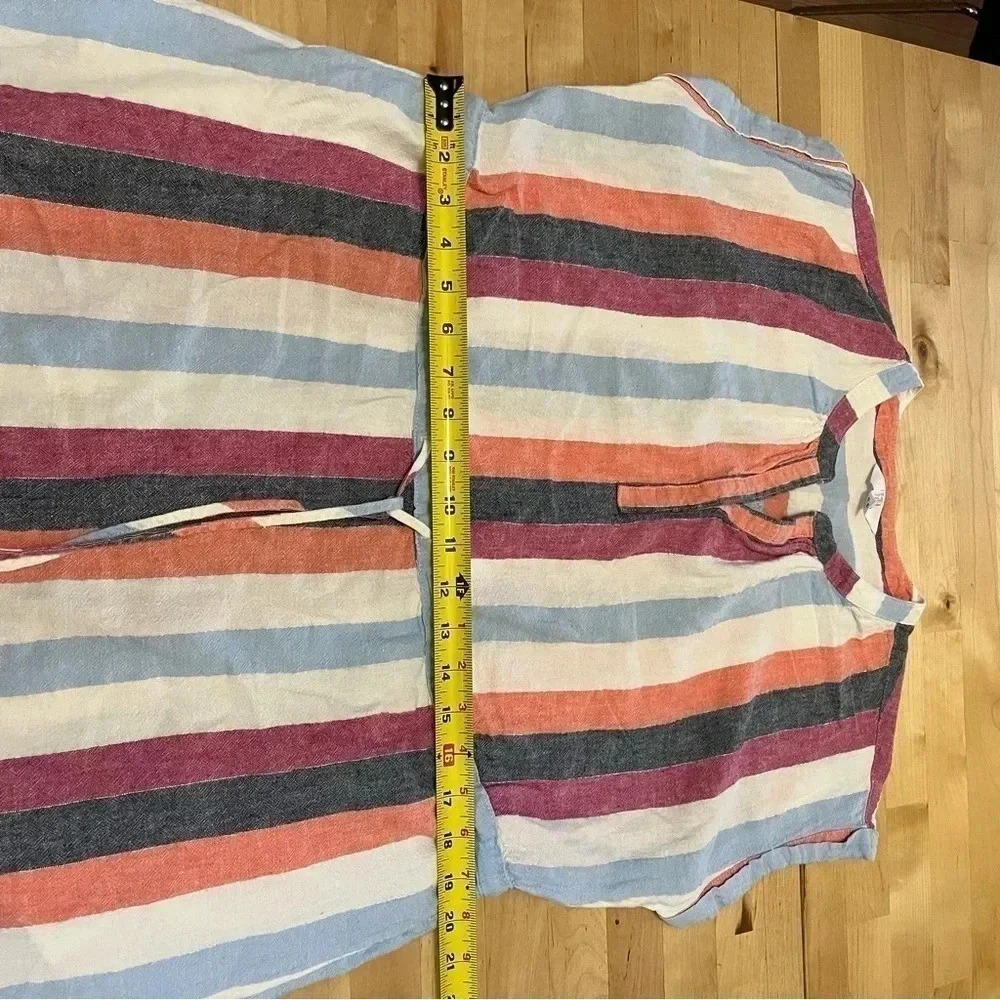 Time and Tru Linen Blend Dress Womens Medium Multicolored Short Sleeve Ladies - Picture 11 of 11